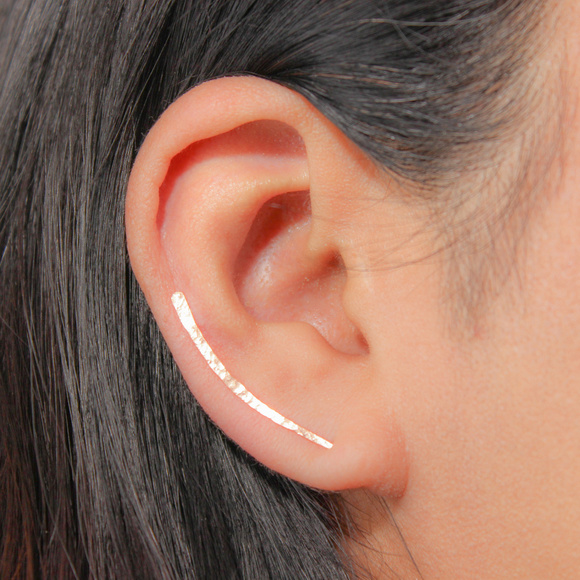 14K Rose Gold Filled Climber Crawler Earring Pins - Picture 3 of 7